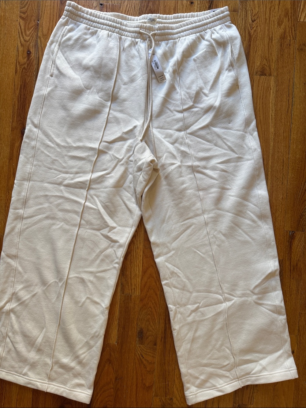 VS PINK Cream Wide-Leg Drawstring Sweatpants
